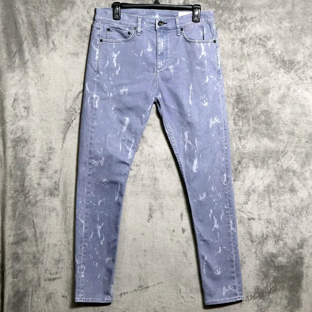 Rag & Bone Jeans Mens 32x32 French Blue Fit 1 Skinny Acid Wash Stretch Slim